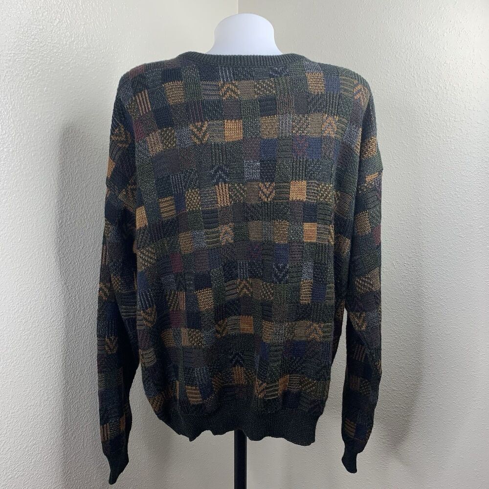 Farah Acrylic Men’s Vtg Sweater Crewneck Pullover Men’s Sz M Checkered Pattern